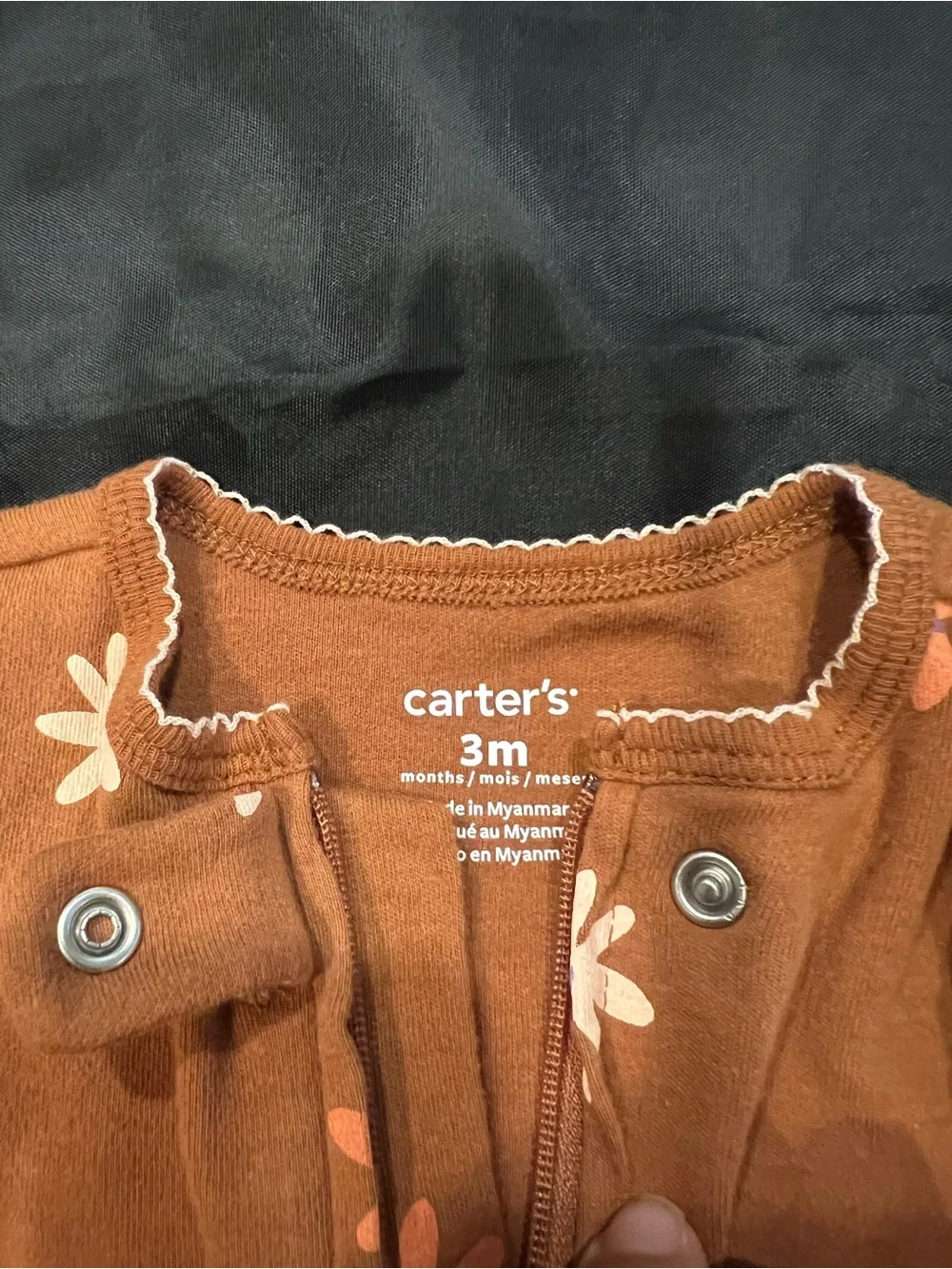 Carter's Rust Brown Floral Hedgehog Footed One-Piece